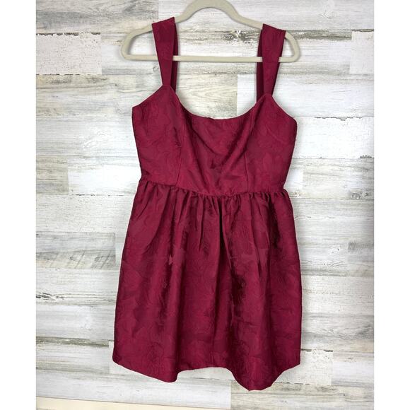 Sachin & Babi womens 10 burgundy Floral Jacquard Fit Flare Formal Mini Dress NWT - Picture 3 of 9